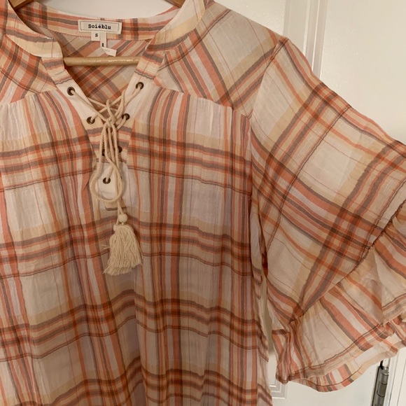 NWOT Soieblu Cotton Hi Low Plaid Tunic Dress S - Picture 4 of 8